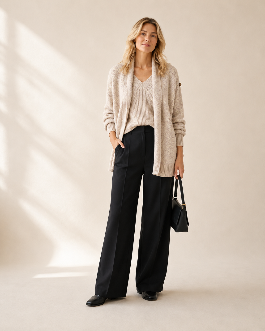 Versatile Wrap-Style Honeycomb Knit Jacket — brown