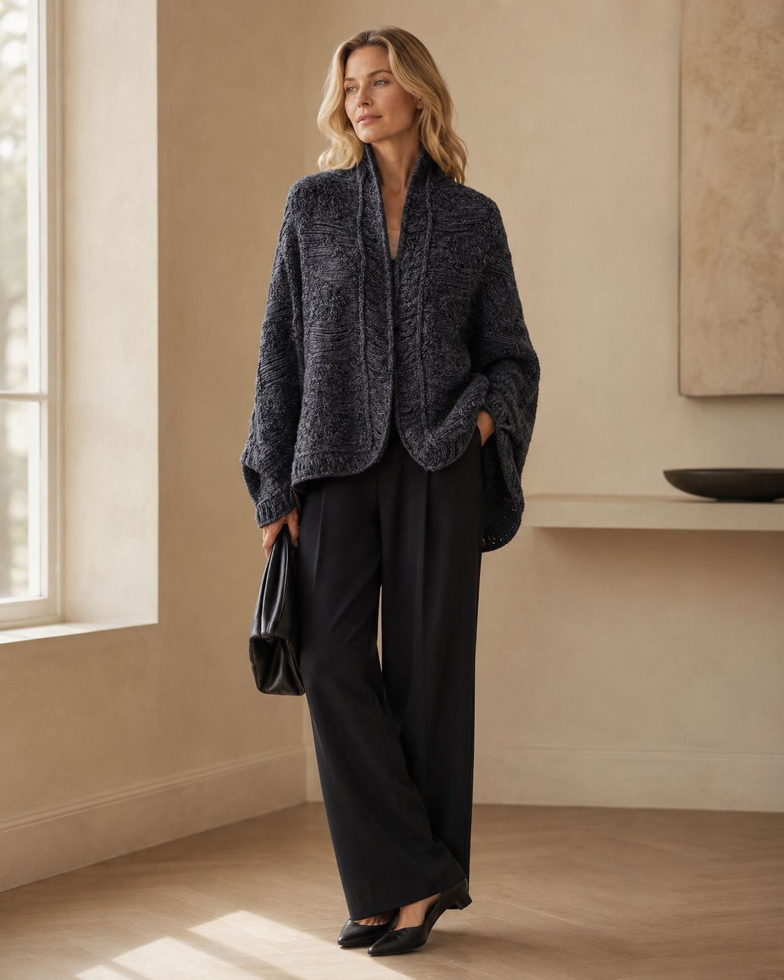 Embossed Pleat Jacquard Short Shawl — heather gray